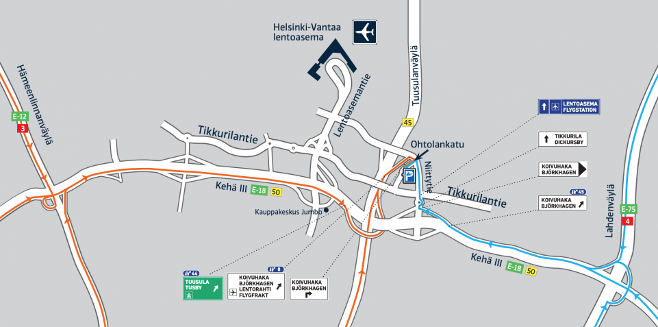 Tulostettava kartta, Lentoparkki, pysäköinti | Helsinki-Vantaa |  Lentoparkki Oy